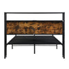 Double Metal Bed Frame with LED, Charging Station, Storage Headboard and Drawers