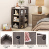 3-Tier Corner Cabinet Wooden Open Corner Bookshelf w/Charging Station Grey