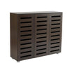 3 Door Shoe Storage Cabinet Dark Brown Wooden Rack Stand Cupboard Slatted Doors