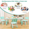 Height Adjustable Toddler Desk and Chairs Set with Graffiti Desktop (Green)