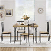 Dining Table and Chairs Set 4 Kitchen Table and 4 Chairs with Backrest, Brown