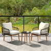 3Pcs Outdoor Patio Chair Table Set Garden Rattan Bistro Set w/Zippered Cushions