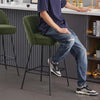 2X Breakfast Bar Stools Thickened Pad Linen Dining Chairs for Counter Kitchen