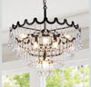 Modern Black Crystal Chandelier 24'' Round 4-Tier Crystal Lighting Fixture