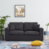 Panana 3 2 Seater Grey Black Linen Fabric Suite Sofa Couch, Free Throw Pillows