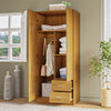 Modern 2 Door 2 Drawer Wardrobe with Shelf Hanging Rail Clothes Storage Cupboard