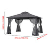 4x3m Gazebo Garden Pergola Canopy Pavilion w Curtain Netting Sidewalls Dark Grey