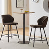2 Pcs Brown PU Bar Stools Restaurant Bar Stools Soft Padded Seat Back Metal Legs