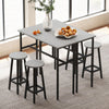 6-Piece Industrial Bar Table Set, 2 Breakfast Tables with 4 Stools Grey