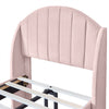 Double Bed 135 x 190 cm, Upholstered Bed with Slatted Frame and Headboard, Pink