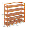 5-Tier Wood Shoe Rack Solid Acacia Wood Shoe Shelf with Side Metal Hooks