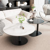 Set 2 Round Nesting Coffee Table Sleek Marble Glass Stacking Side Accent Tables