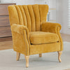 Velvet Accent Chair Upholstered Wingback Armchair Single Sofa Soft Lounge Chair