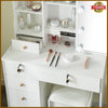 Dressing Table Mirror with 10LED Lights Stool Makeup Vanity Set Desk + 6 Drawers