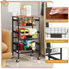 4-Tier Kitchen Storage Cart on Wheels with Pull-out Baskets-Black