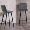 2 Pcs Grey Bar Stools Velvet Seat Metal legs 65 cm seat high Stools Chair Stripe