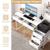 Industrial Styled Workstation Writing Table Computer Desk w/ 5 Drawers-White