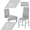 Round Clear Glass Dining Table Golden Legs & 4x Grey Faux Leather Dining Chairs