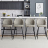4X Grey PU Bar Stools Breakfast Pub Chair Footrest Kitchen Seat Height 66 cm