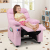 Toddler Upholstered Lounge Recliner PU Leather Armchair with Footrest-Pink