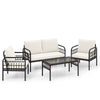 4 pcs Patio Furniture Set Outdoor Wicker Conversation Bistro Set With Cushions