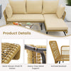 Outdoor Wicker Furniture Set 3-PieceLoveseat Patio Sofa with Cushions & Table