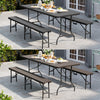 Garden PE Rattan Picnic Dining Beer Table & Chairs Camp Bistro Trestle Bench Set
