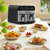 Dual Air Fryer Large Digital 9 L with Timer 8 Preset Functions Kitchen Cooking