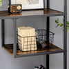 Industrial Ladder Shelf, 6 Tier Bookshelf, Display Rack for Living Room Brown