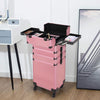 Large Makeup Trolley Case Beauty Vanity Hairdressing Case on Wheels with Drawers