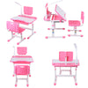 Kids Study Desk Chair Set w/ LED Lamp Ergonomic Children Drawing Writtung Table
