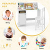 Kids Table and Chair Set Home Student Writing Desk w/ Cabinet-White