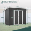 Garden Shed Pent Roof 4X8FT Metal Free Foundation Base Storage House Anthracite