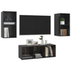 SVV 3 Piece TV Cabinet Set High Gloss Black Engineered Wood