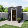 Galvanized Steel Sheds Outdoor Tools Storage w Sliding Door Foundation Kit 6x4FT
