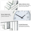 Stunning Bling Wall Clock Crushed Diamond Silver Mirrored Crystal Filled Clock