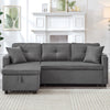 L-Shaped Corner Sofa Bed with Storage Chaise Pull-Out Sleeper Couch Grey Fabric