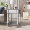 Elegant Mirrored End Table Bed Side Table with Storage for Living Room Bedroom