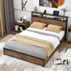 King Size Bed Frame Metal Platform Bed Industrial LED Bed Frame
