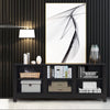 TV Stand for TVs up to 55 Inches Wooden 6 Storage Compartments TV Cabinet Table