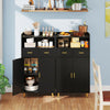 Kitchen Storage Cabinet 2 Door Buffet Sideboard with 2 Drawers Black