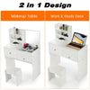 Dressing Table with Mirror and Chair Vanity Table with 3 Drawers and Shelves Zeg