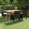 5 Piece Garden Dining Set with Cushions Poly Rattan Black