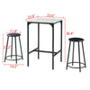 3 Piece Pub Dining Set, Industrial Counter Height Dining Sets with 2 Soft Stools