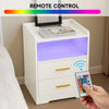 LED Nightstand USB Charger Outlet RGB End Table Versatile 2-Drawer Bedside Table