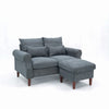 2 Seater faux leather/Linen Fabric Love Seat Sofa Armchair with Footstool Couch