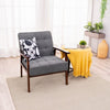 New Accent Chair Wood Frame with Cushion Balck Wide Seat Armchair