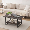 2-Tier Large Wood Coffee Table with Storage Shelf Living Room Furniture