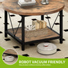Round Coffee Table with Storage Shelf, Metal Legs, for Living Room & Office