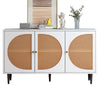 Buffet Storage Cabinet with Rattan Decorating Living Room Wood Kitchen Sideboard